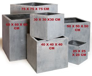 Bac cube fibre de terre gris clair pour extérieur terrasse et jardin